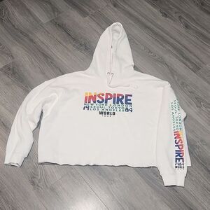 F21 INSPIRE Hoodie Cropped Sweatshirt